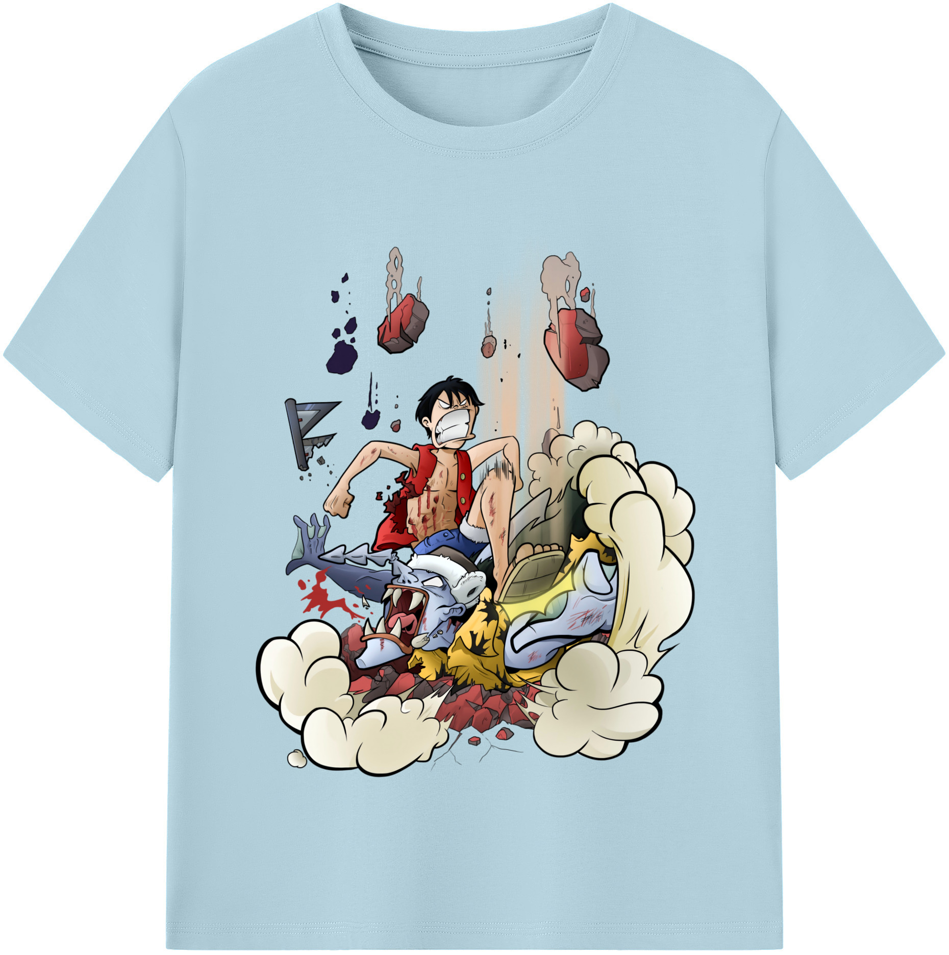 ワンピース モンキー・D・ルフィ ONE PIECE Monkey D. Luffy 綿100％半袖Tシャツ（フロントプリント）